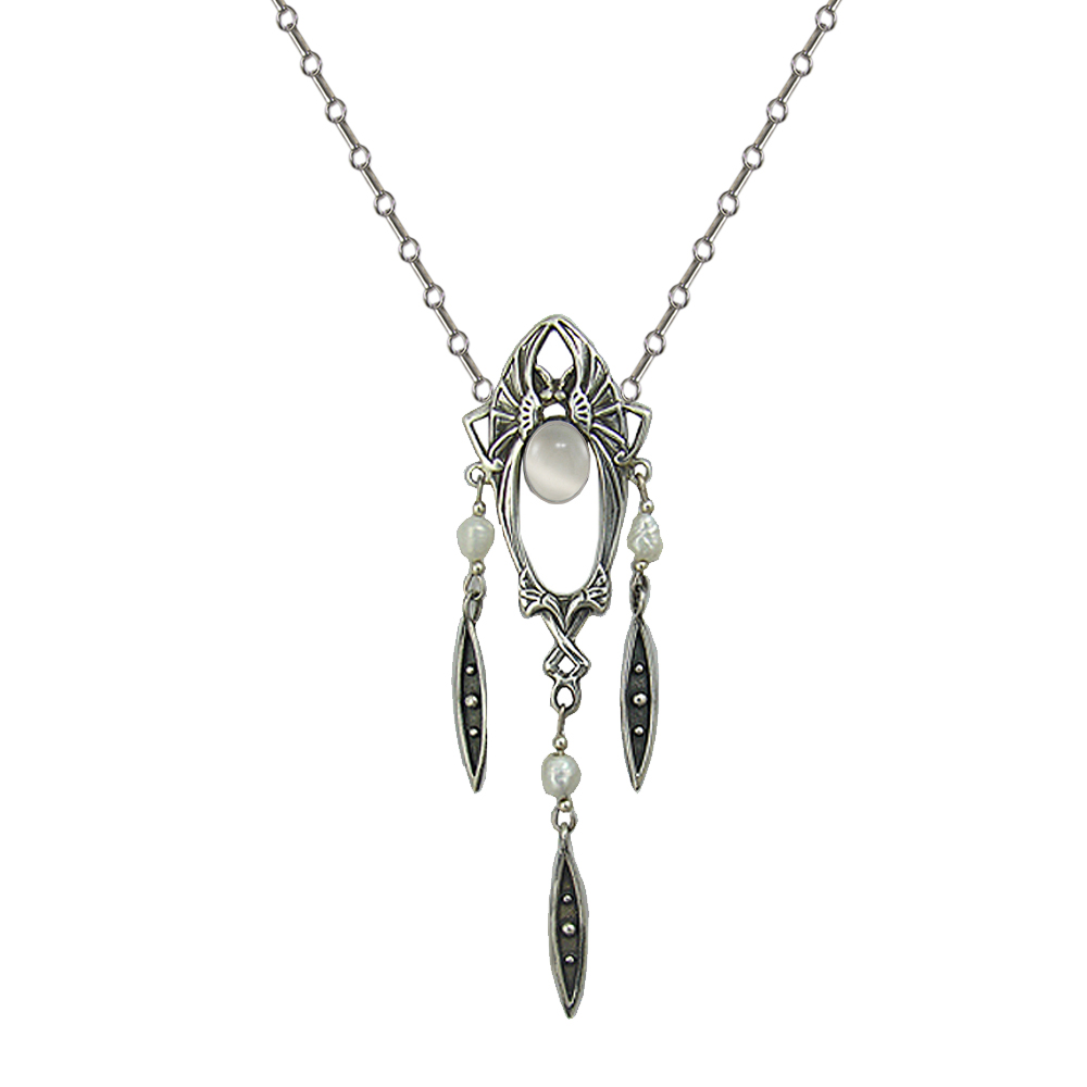 Sterling Silver Victorian Necklace With White Moonstone